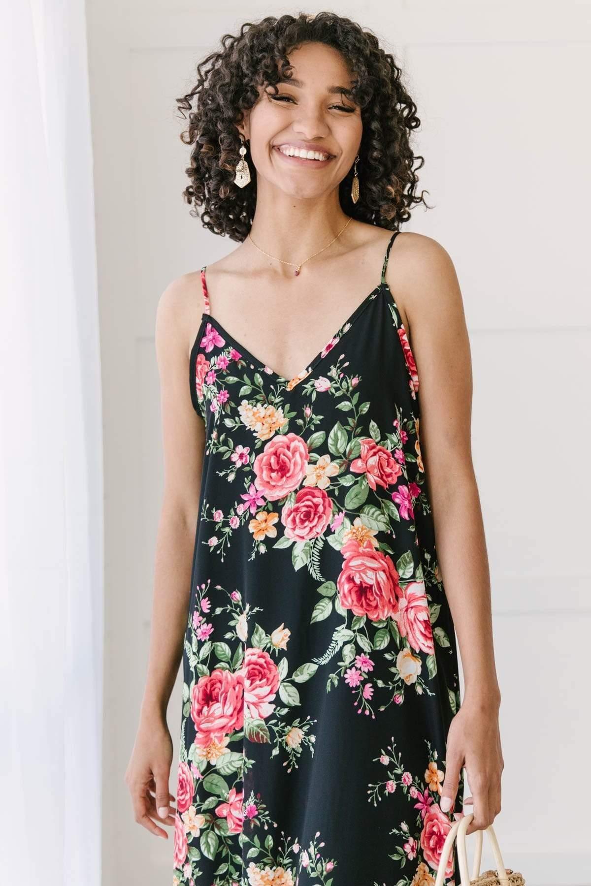 Stuck With Me Floral Maxi in Black